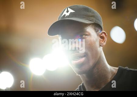 Amburgo, Germania. 11 luglio 2024. Basket: Formazione media DBB, giocatore nazionale Dennis Schröder. Crediti: Gregor Fischer/dpa/Alamy Live News Foto Stock