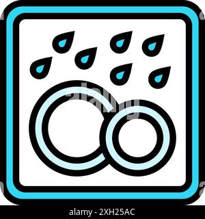 etichetta del prodotto lavabile in lavastoviglie icona del colore di avvertenza illustrazione vettoriale Illustrazione Vettoriale