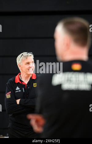 Amburgo, Germania. 11 luglio 2024. Pallacanestro: Formazione media DBB, allenatore nazionale Gordon Herbert. Crediti: Gregor Fischer/dpa/Alamy Live News Foto Stock