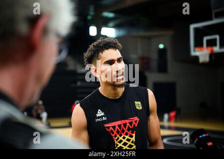 Amburgo, Germania. 11 luglio 2024. Basket: DBB media training, giocatore nazionale Maodo lo. Crediti: Gregor Fischer/dpa/Alamy Live News Foto Stock