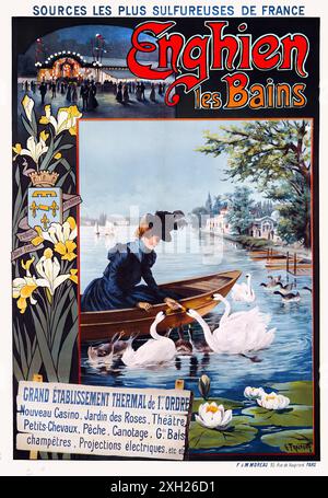 Poster da viaggio vintage - FRAIPONT Gustave - Enghien les Bains, 1880 Foto Stock
