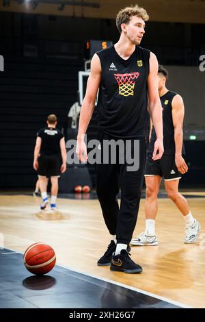 Amburgo, Germania. 11 luglio 2024. Basket: Formazione media DBB, giocatore nazionale Franz Wagner. Crediti: Gregor Fischer/dpa/Alamy Live News Foto Stock