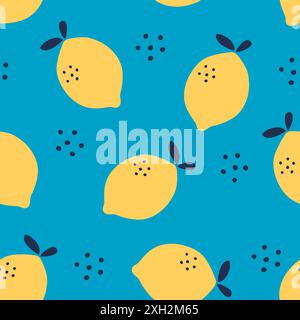 Sfondo estivo con limoni. Effetto senza cuciture agli agrumi. Illustrazione vettoriale. Illustrazione Vettoriale