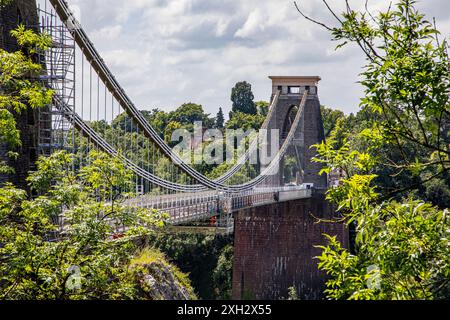 PONTE SOSPESO DI CLIFTON, CLIFTON, BRISTOL, REGNO UNITO, 11 LUGLIO 2024. Clifton Suspension Bridge, Clifton, Bristol, dove (il 10 luglio 2024) sono stati trovati resti umani gettati in 2 valigie. (Immagine acquisita il 21 giugno 2024) Credit John Rose/Alamy Live News Foto Stock