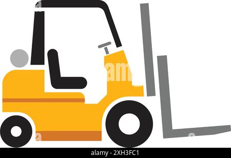 carrello elevatore a forche semplice colore stencil silhouette vista laterale vettoriale isolato su sfondo trasparente Illustrazione Vettoriale
