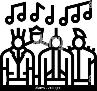 illustrazione vettoriale dell'icona della linea in stile subcultura delle band punk Illustrazione Vettoriale