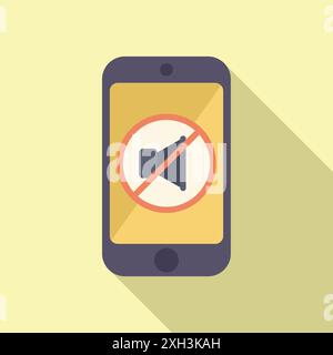 Lo smartphone visualizza un segnale acustico che indica che l'audio è disattivato o disattivato Illustrazione Vettoriale