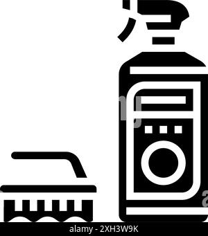 illustrazione vettoriale icona glifo secco per pulizia tessuti Illustrazione Vettoriale