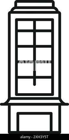 Semplice icona line art di una classica cabina telefonica rossa che si trova sulle strade di londra, evocando la cultura e la comunicazione britanniche Illustrazione Vettoriale