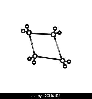 Icona della formula molecolare ciclobutano, simbolo del logo, contorno vettoriale in bianco e nero Illustrazione Vettoriale