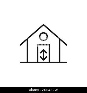 Profilo vettoriale dell'icona altezza minima del soffitto con il logo in bianco e nero Illustrazione Vettoriale