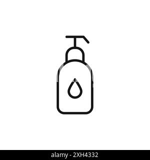 Icona del contenitore del sapone liquido, simbolo vettoriale, contorno in bianco e nero Illustrazione Vettoriale