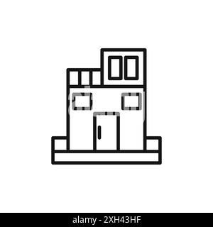 Profilo vettoriale del logo dell'icona dell'attico in bianco e nero Illustrazione Vettoriale