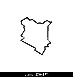 Simbolo mappa Kenya bordo vettoriale del logo in bianco e nero Illustrazione Vettoriale