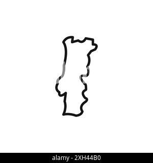 Icona mappa Portogallo, simbolo del logo contorno vettoriale in bianco e nero Illustrazione Vettoriale