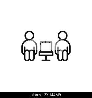 Profilo vettoriale del logo dell'icona di distanziamento sociale in bianco e nero Illustrazione Vettoriale