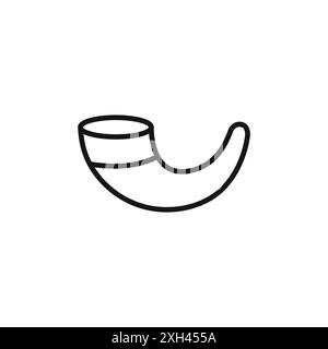 Il logo dell'icona Shofar indica il contorno vettoriale in bianco e nero Illustrazione Vettoriale
