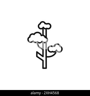 Logo icona albero invernale bordo vettoriale in bianco e nero Illustrazione Vettoriale