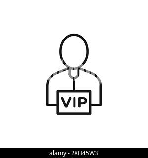 icona vip con il logo, contorno vettoriale in bianco e nero Illustrazione Vettoriale