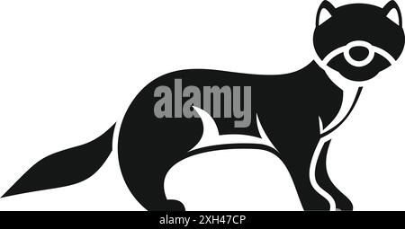 Furetto nero in piedi semplice icona che mostra i mammiferi mustelidae Illustrazione Vettoriale