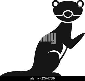 Silhouette nera di un furetto amichevole in piedi Illustrazione Vettoriale