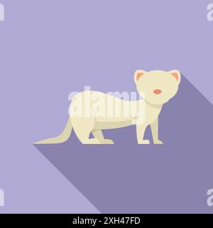 Semplice illustrazione di un furetto bianco su sfondo viola Illustrazione Vettoriale