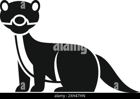 Silhouette bianca e nera di un furetto fermo Illustrazione Vettoriale