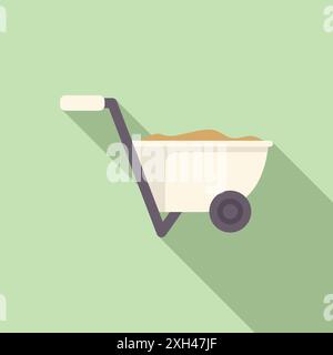 La carriola completa si trova su una ruota con le maniglie rivolte verso l'alto Illustrazione Vettoriale