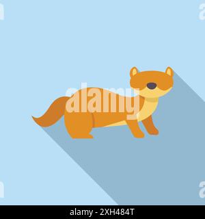 Piccolo furetto peloso in piedi su quattro zampe che guarda in alto con un'espressione curiosa Illustrazione Vettoriale