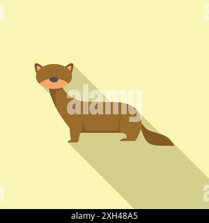 Immagine di un furetto marrone in piedi su quattro gambe su uno sfondo giallo chiaro Illustrazione Vettoriale