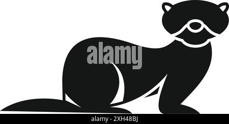 Semplice silhouette nera di un furetto in piedi su quattro gambe Illustrazione Vettoriale