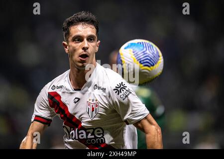 San Paolo, Brasile. 12 luglio 2024. Shaylon dell'Athletico durante la partita di calcio del Campionato Brasileiro di serie A tra il Palmeiras e l'Athletico Goianiense all'Allianz Parque Stadium precedentemente nota come palestra Italia a San Paolo, Brasile. (Richard Callis/SPP) credito: SPP Sport Press Photo. /Alamy Live News Foto Stock