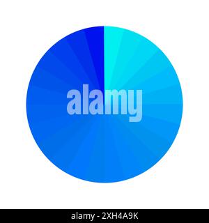 Grafico a torta a gradiente colorato con varie sfumature di blu illustrazione vettoriale astratta di un grafico a torta grafico circolare per la presentazione aziendale o dei dati Illustrazione Vettoriale