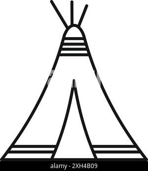 Semplice disegno di una tenda di teepee nativa americana Illustrazione Vettoriale