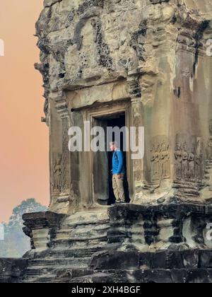 Sito Patrimonio dell'Umanità dell'UNESCO ad Angkor Wat, un complesso di templi indù-buddisti vicino a Siem Reap, Cambogia. Foto Stock