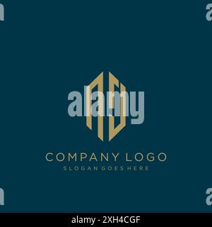 Design dell'icona del logo NJ Letter Illustrazione Vettoriale
