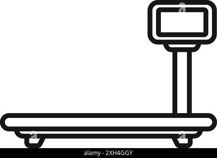 Scala elettronica con display vuoto per la misurazione del peso con stile di linea isolato su sfondo bianco Illustrazione Vettoriale