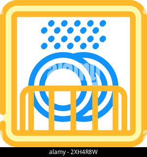 etichetta del prodotto lavabile in lavastoviglie icona del colore di avvertenza illustrazione vettoriale Illustrazione Vettoriale