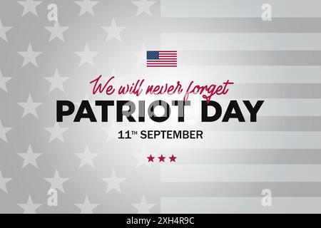 Patriot Day, 11 settembre, ricordate 9 11. Immagine delle torri gemelle che rappresentano il numero undici. Non dimenticheremo mai gli attacchi terroristici Foto Stock