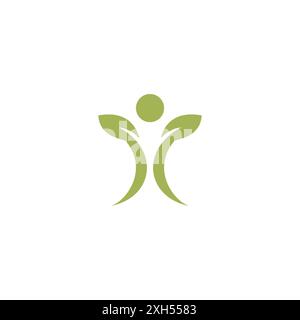 Logo salute natura. Icona del logo della foglia umana Illustrazione Vettoriale