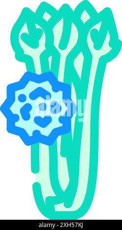 illustrazione vettoriale dell'icona del colore degli alimenti del sedano privo di allergeni Illustrazione Vettoriale