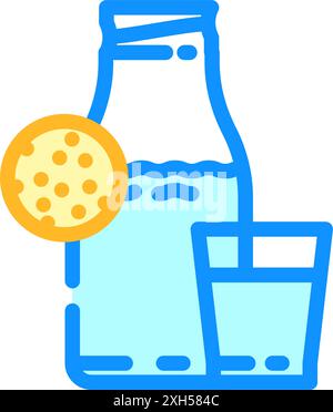 illustrazione vettoriale dell'icona del colore degli alimenti del prodotto privo di allergeni nel latte Illustrazione Vettoriale