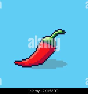 Illustrazione vettoriale del peperoncino con Pixel Art Design, perfetta per i design a tema delle risorse di gioco Illustrazione Vettoriale