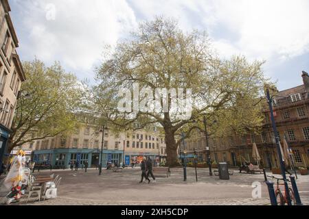 Vista su Kingsmead Square, Bath nel Somerset nel Regno Unito Foto Stock