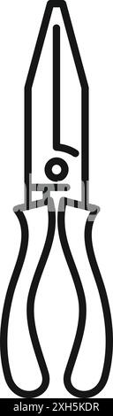 Semplice icona a forma di linea bianca e nera delle pinze che reggono qualcosa con i manici Illustrazione Vettoriale