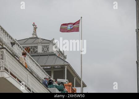 West Induring the Rothesay First test Match Day Three England vs West Indies at Lords, Londra, Regno Unito, 12 luglio 2024 (foto di Mark Cosgrove/News Images) Foto Stock