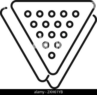 Semplice icona di linea di un tavolo da biliardo, visto dall'alto, con palle disposte sul feltro verde Illustrazione Vettoriale