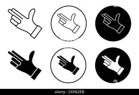 Bang bang gesture Vector symbol o sign set Collection in bianco e nero Illustrazione Vettoriale