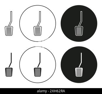 Icona del pedale dell'auto simbolo vettoriale o collezione di set di cartelli in bianco e nero Illustrazione Vettoriale