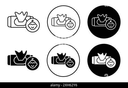 Baby Wipes Icon simbolo vettore o set di insegne in bianco e nero Illustrazione Vettoriale